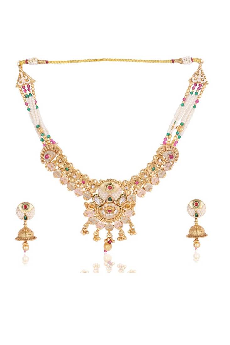   Gold plated traditional temple choker necklace jewellery with earrings set for wo ::Girls