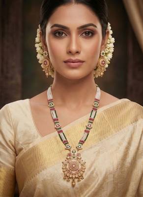   Exquisite gold-plated temple necklace set for a wedding look   2