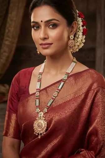   Exquisite gold-plated temple necklace set for a wedding look  
