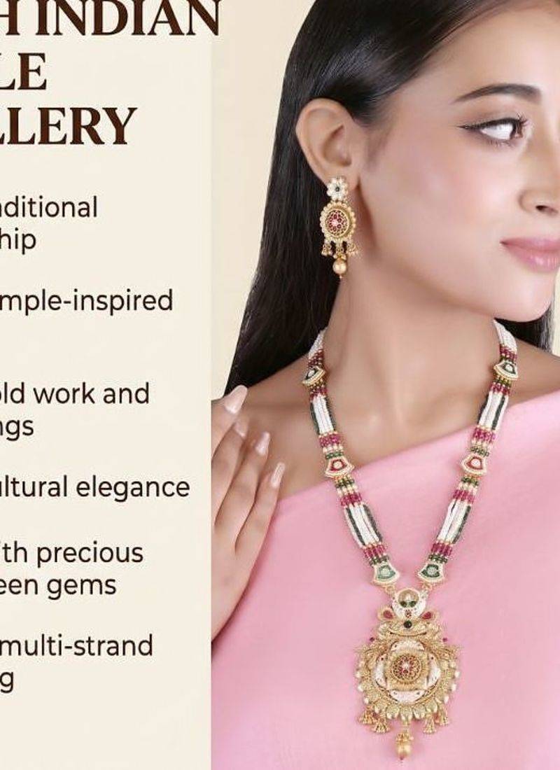   Exquisite gold-plated temple necklace set for a wedding look  