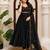 Black vichitra silk anarkali suit set with sequins work & dupatta