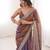 Copper colour fendy satin embroidered lace border saree