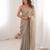 Beige colour fendy satin embroidered lace border saree