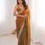 Gold colour fendy satin embroidered lace border saree