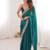 Teal colour fendy satin embroidered lace border saree