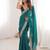 Teal colour fendy satin embroidered lace border saree