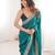 Teal colour fendy satin embroidered lace border saree