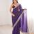 Purple colour fendy satin embroidered lace border saree