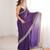 Purple colour fendy satin embroidered lace border saree