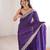 Purple colour fendy satin embroidered lace border saree