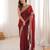 Red colour fendy satin embroidered lace border saree