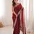 Red colour fendy satin embroidered lace border saree