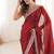 Red colour fendy satin embroidered lace border saree