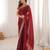 Red colour fendy satin embroidered lace border saree