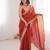 Orange colour fendy satin embroidered lace border saree