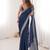 Blue colour fendy satin embroidered lace border saree