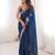 Blue colour fendy satin embroidered lace border saree