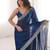Blue colour fendy satin embroidered lace border saree