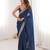 Blue colour fendy satin embroidered lace border saree