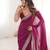 Wine colour fendy satin embroidered lace border saree