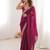 Wine colour fendy satin embroidered lace border saree