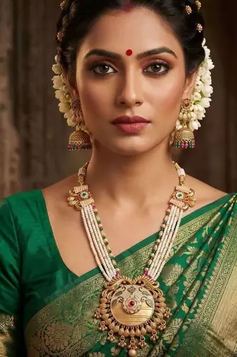   Temple jewellery matte finish necklace sets for wo 
