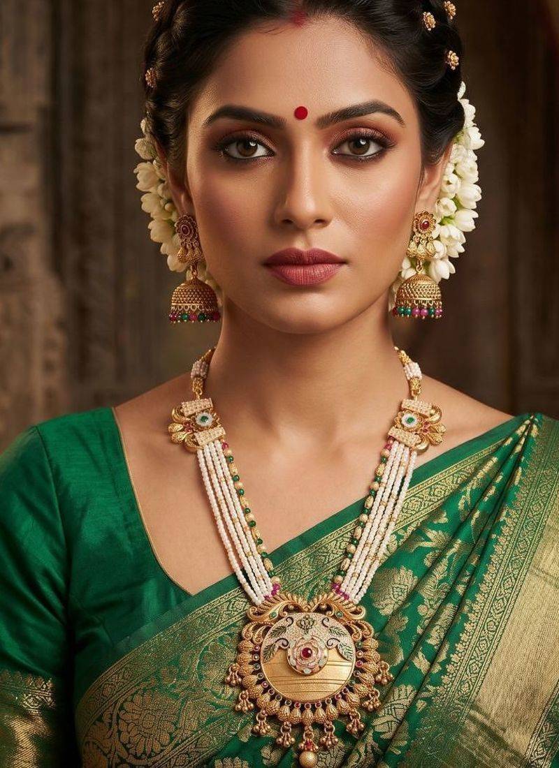   Temple jewellery matte finish necklace sets for wo 