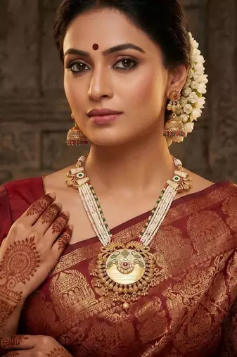   Temple jewellery matte finish necklace sets for wo 
