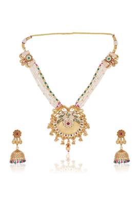   Temple jewellery matte finish necklace sets for wo  5