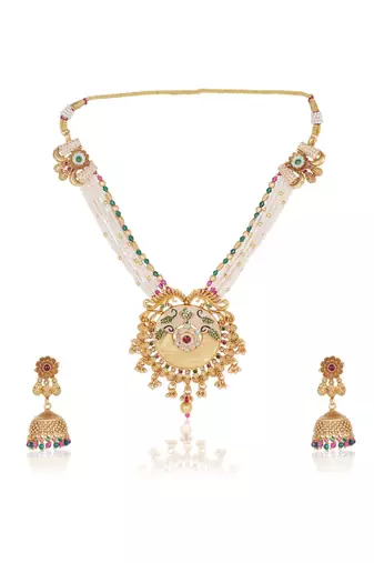   Temple jewellery matte finish necklace sets for wo 