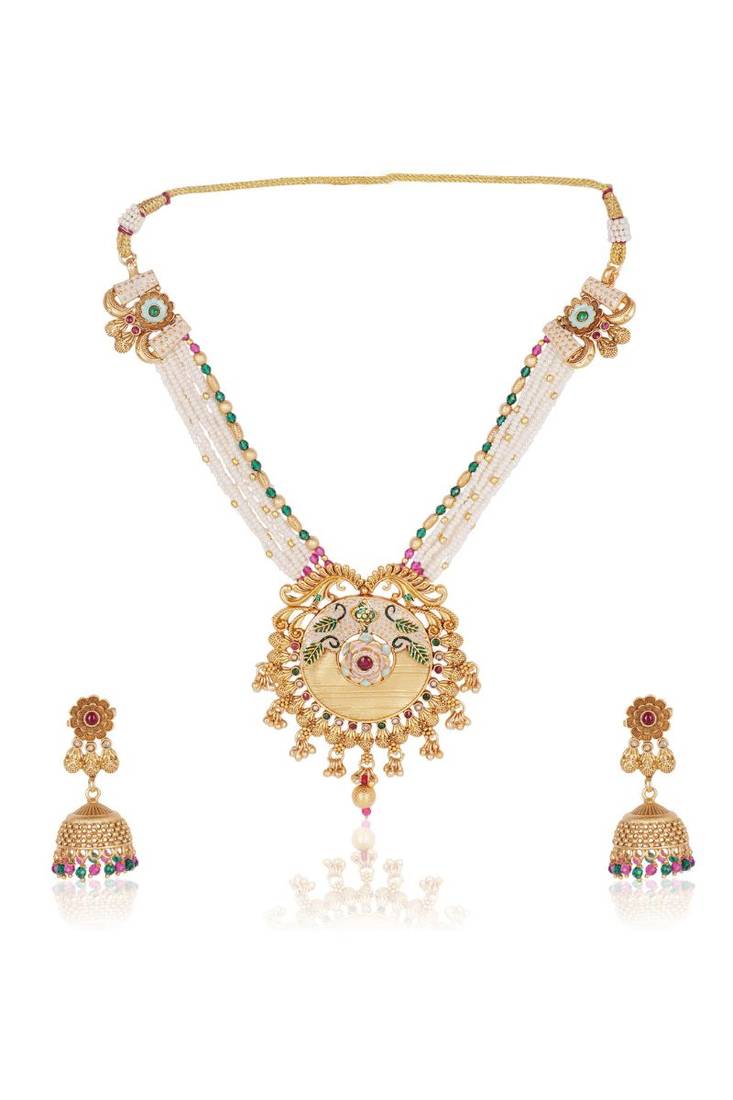   Temple jewellery matte finish necklace sets for wo 