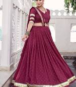 Chanderi with Fine Zari Weaving & Lace Finish Lehenga Set - Full stitched free size