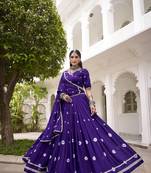  Chanderi  with  Bandhej Print & Lace Touch-Up Lehenga Set - Full stitched free size