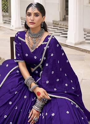  Chanderi  with  Bandhej Print & Lace Touch-Up Lehenga Set - Full stitched free size 2