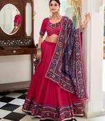 Tussar silk blend Gotta Patti Lace Work Lehenga Set - Full stitched free size