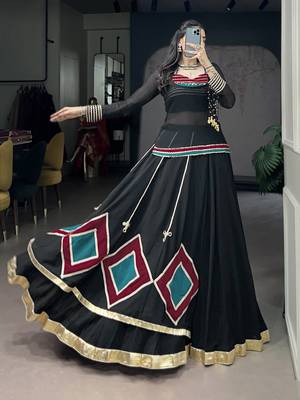 Intricate Lace and Dangling Bells Lehenga Set - Full stitched free size 1