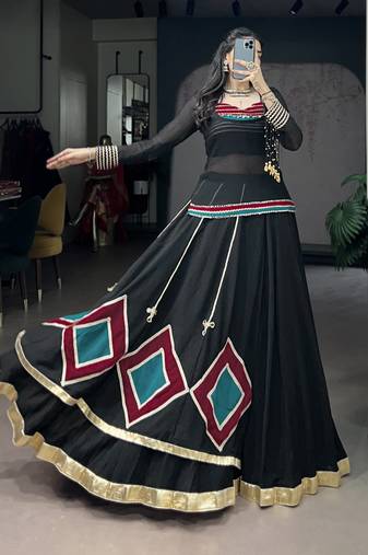 Intricate Lace and Dangling Bells Lehenga Set - Full stitched free size