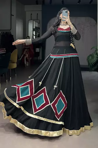 Intricate Lace and Dangling Bells Lehenga Set - Full stitched free size