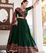 Tussar silk blend Gotta Patti Lace Work Lehenga Set - Full stitched free size