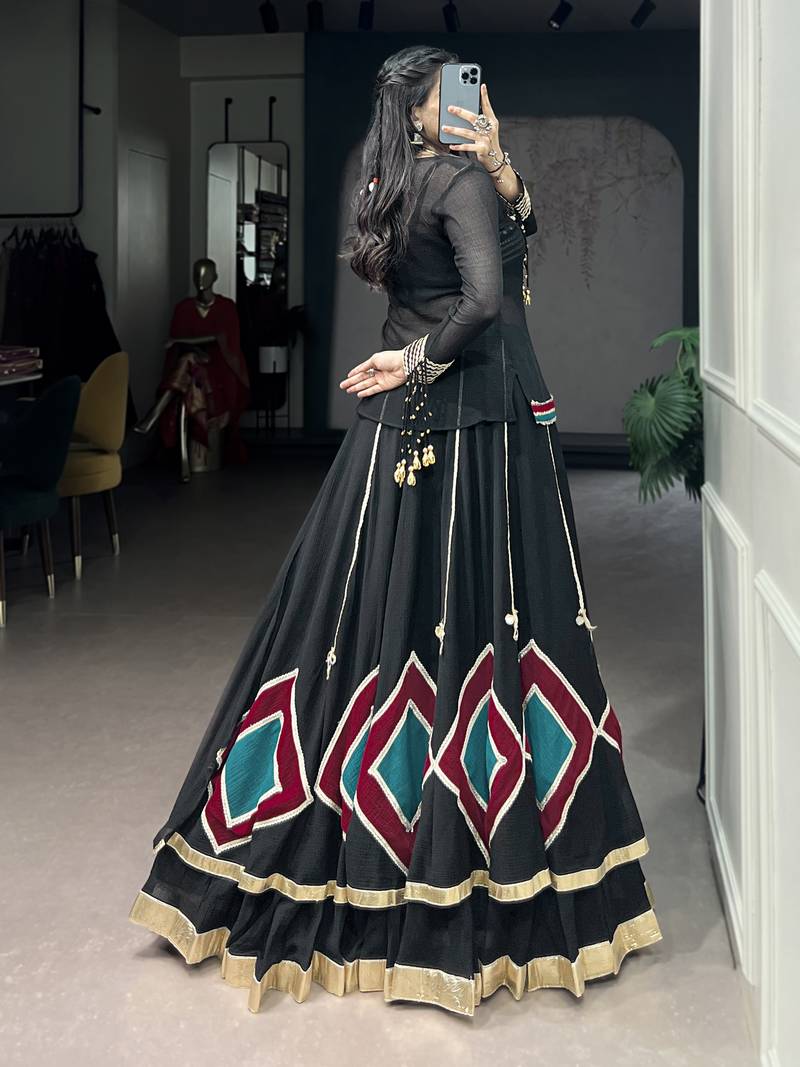 Intricate Lace and Dangling Bells Lehenga Set - Full stitched free size