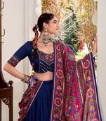 Tussar silk blend Gotta Patti Lace Work Lehenga Set - Full stitched free size