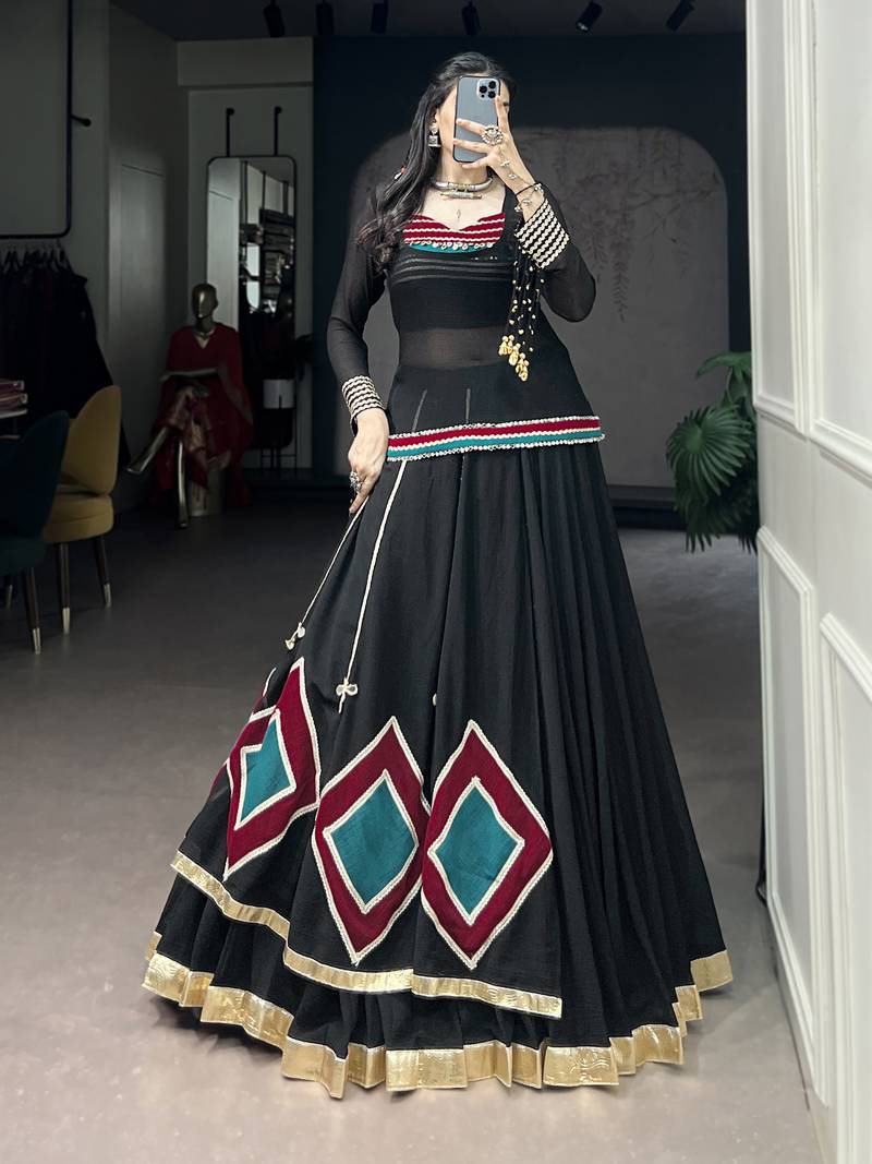 Intricate Lace and Dangling Bells Lehenga Set - Full stitched free size