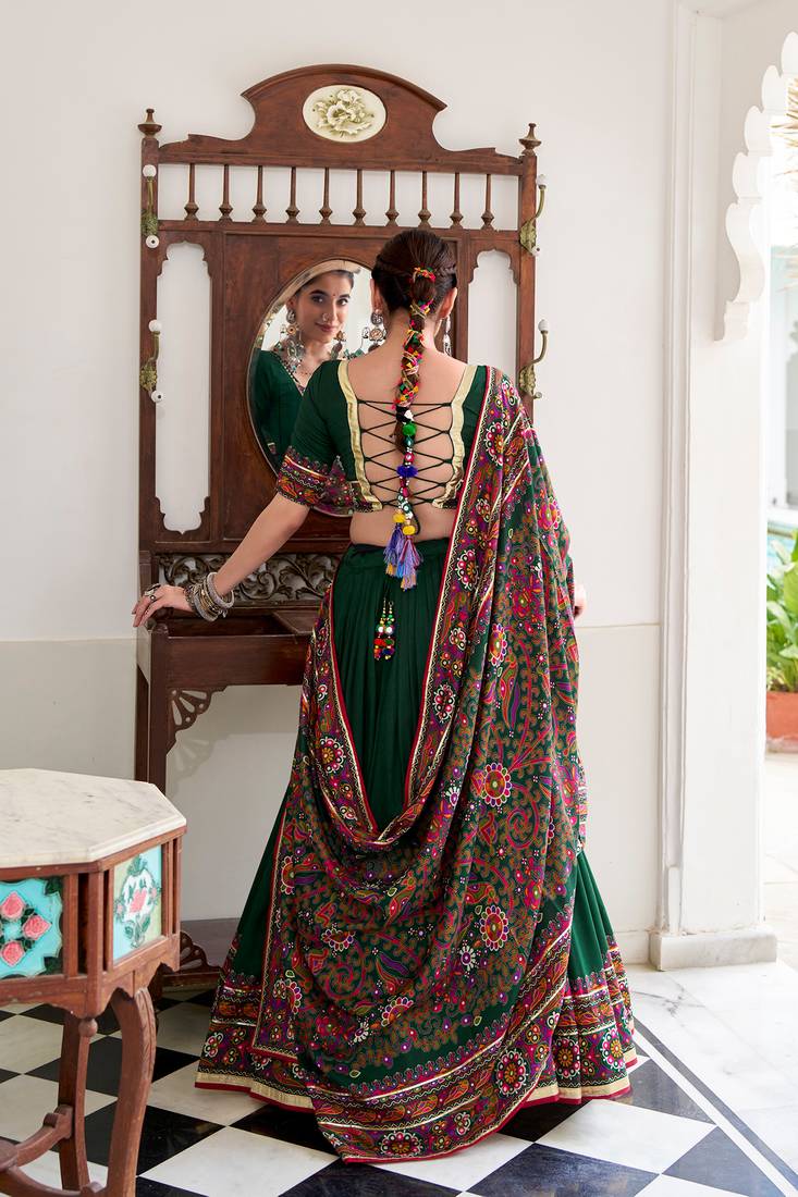 Tussar silk blend Gotta Patti Lace Work Lehenga Set - Full stitched free size