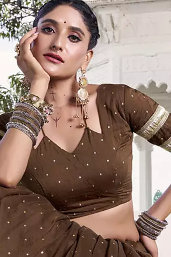 Chanderi with Fine Zari Weaving & Lace Finish Lehenga Set - Full stitched free size
