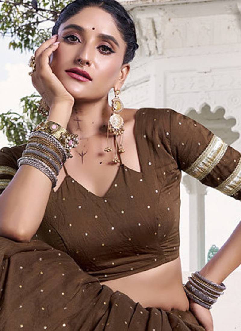 Chanderi with Fine Zari Weaving & Lace Finish Lehenga Set - Full stitched free size