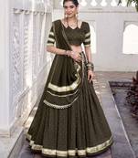 Chanderi with Fine Zari Weaving & Lace Finish Lehenga Set - Full stitched free size