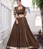 Chanderi with Fine Zari Weaving & Lace Finish Lehenga Set - Full stitched free size