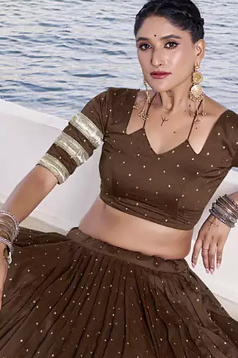 Chanderi with Fine Zari Weaving & Lace Finish Lehenga Set - Full stitched free size