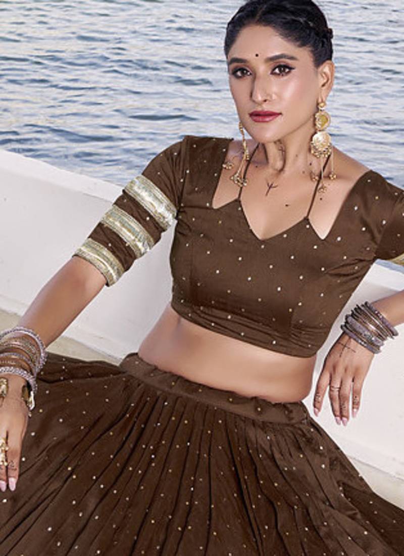 Chanderi with Fine Zari Weaving & Lace Finish Lehenga Set - Full stitched free size