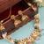   Gold plated indian traditional temple jewellery necklace set with adjustable thread for wo  and girls